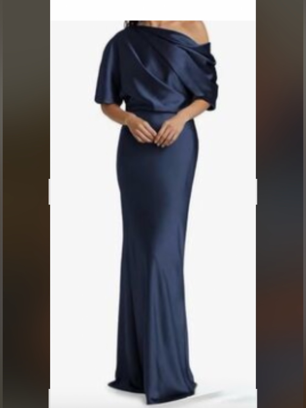 JJ’s House Dark Navy Satin Maxi Dress Short Sleeve NWT Size 14
